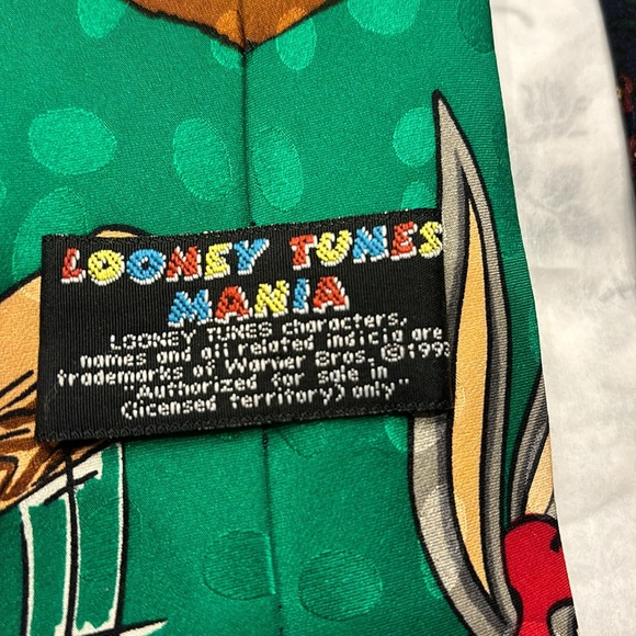 2- 100% Silk Handmade Looney Toons Mania Warner Bros. TIES like new Baseball-Fun - Picture 8 of 9
